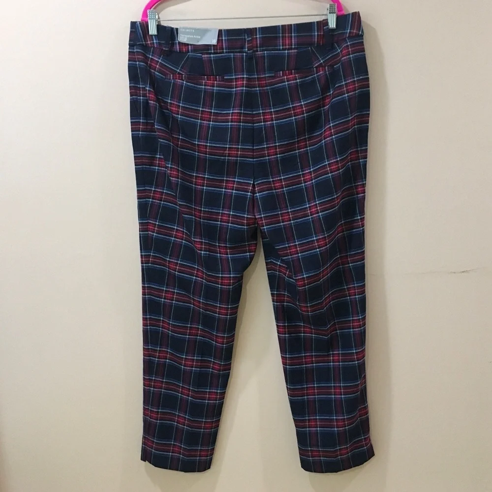 New TALBOTS Hampshire ankle pants Blue Red Tartan Plaid Bi-Stretch - Picture 4 of 8